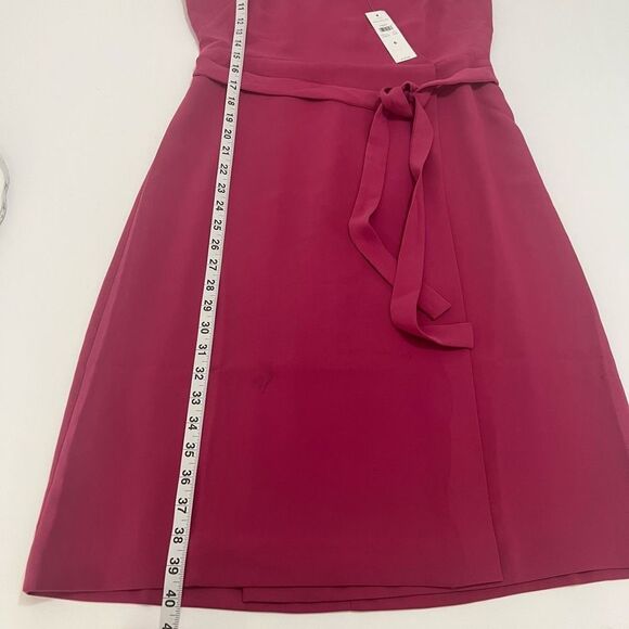 Ann Taylor Magenta Tie Waist Sleeveless Faux wrap Sheath Dress Size 6 NWT - Picture 16 of 16